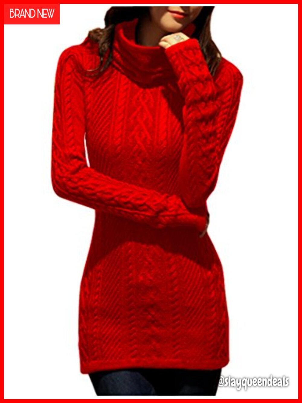 Women's Turtleneck Cable Knit Sweater Dress Long Sleeve Slim Fit Pullover